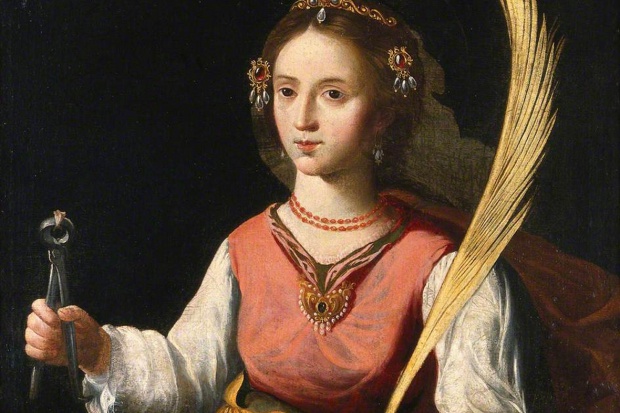 Św. Apolonia w prawej ręce ma wyrwany ząb, a w lewej palmę, nie lipę Częstochowa: lipa na zęby?