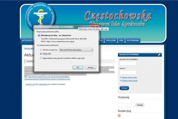 Częstochowa: aktualizacja danych członków OIA