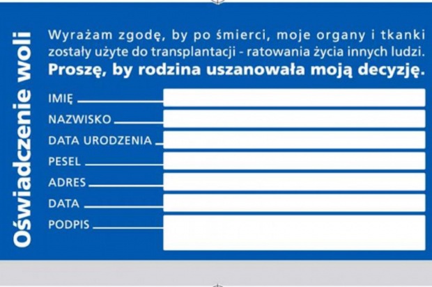 Jak podkreśla CBOS, oświadczenie woli częściej skłonni są wypełnić ankietowani, którzy słyszeli o nim przed badaniem. CBOS: 80 proc. Polaków wyraża zgodę na przeszczep narządów po śmierci