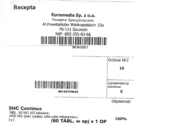 Tak wygląda sfałszowana recepta (fot. Biuletyn WIF Warszawa) Uwaga, sfałszowana recepta na opioid