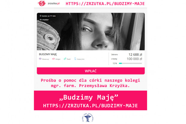 Izba prosi o wsparcie (fot. SIA) SIA: pomoc dla córki naszego kolegi – mgr farm. Przemysława Krzyżka