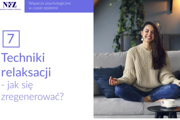 Dzisiaj odcinek pt. "Techniki relaksacji - jak się zregenerować?" (fot. NFZ, YT) Jak się zregenerować w czasie pandemii?