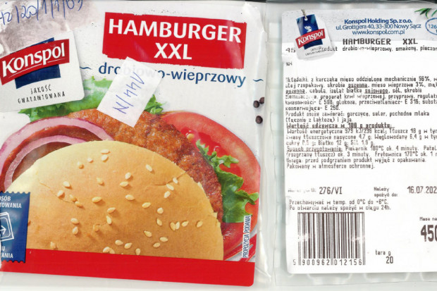 W dwóch z pięciu badanych próbek wykryto Listeria monocytogenes - informuje GIS (fot. GIS) Bakterie w hamburgerach. GIS wycofuje serie produktu