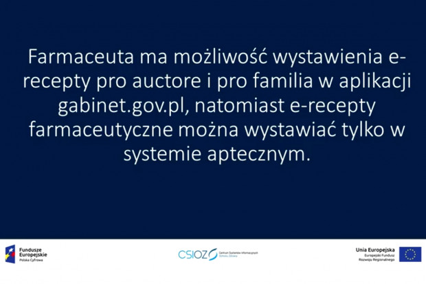 Funkcjonalności aplikacji gabinet gov.pl dostępne dla farmaceuty